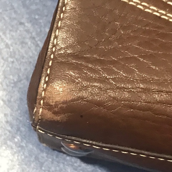 Coach brown with white stitching pebble leather turnlock/zip closure satchel - Picture 17 of 17